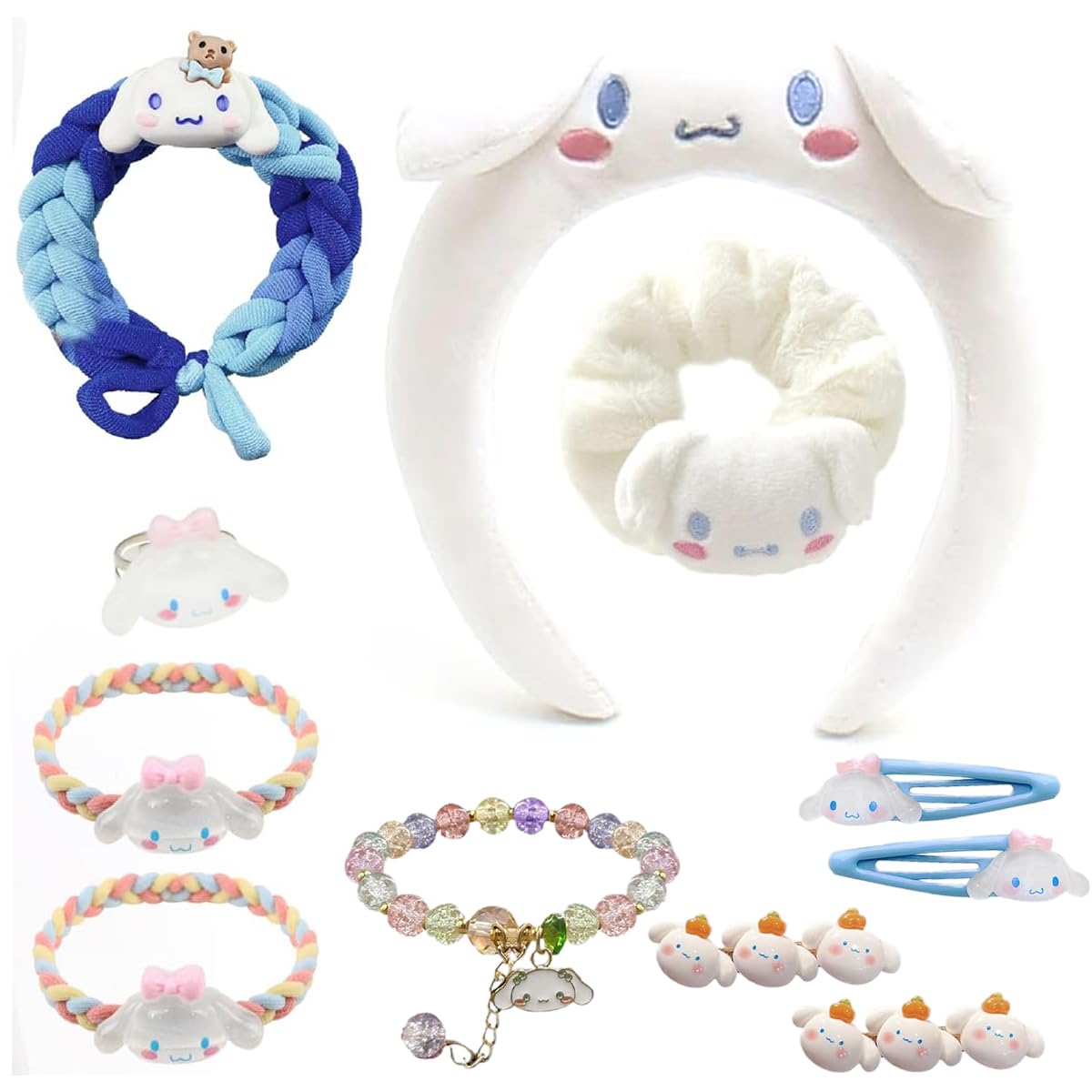 PATPAT Girls Cinnamoroll Accessories Set Fashion Cinnamoroll Wardrobe Accessories Gift Set of 10Pcs Cinnamoroll Girls Headband Woven Rope Hair Tie Hair Clips Plush Hair Scrunchie Finger Rings PATPAT Girls Cinnamoroll Accessories Set Fashion Cinnamoroll Wardrobe Accessories Gift Set of 10Pcs Cinnamoroll Girls Headband Woven Rope Hair Tie Hair Clips Plush Hair Scrunchie Finger Rings